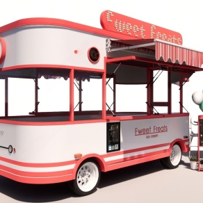 现代风格奶茶店 商场移动房车 移动快餐车 外卖车 花车 装饰车 小吃车 售货摊位 售卖车 甜品站